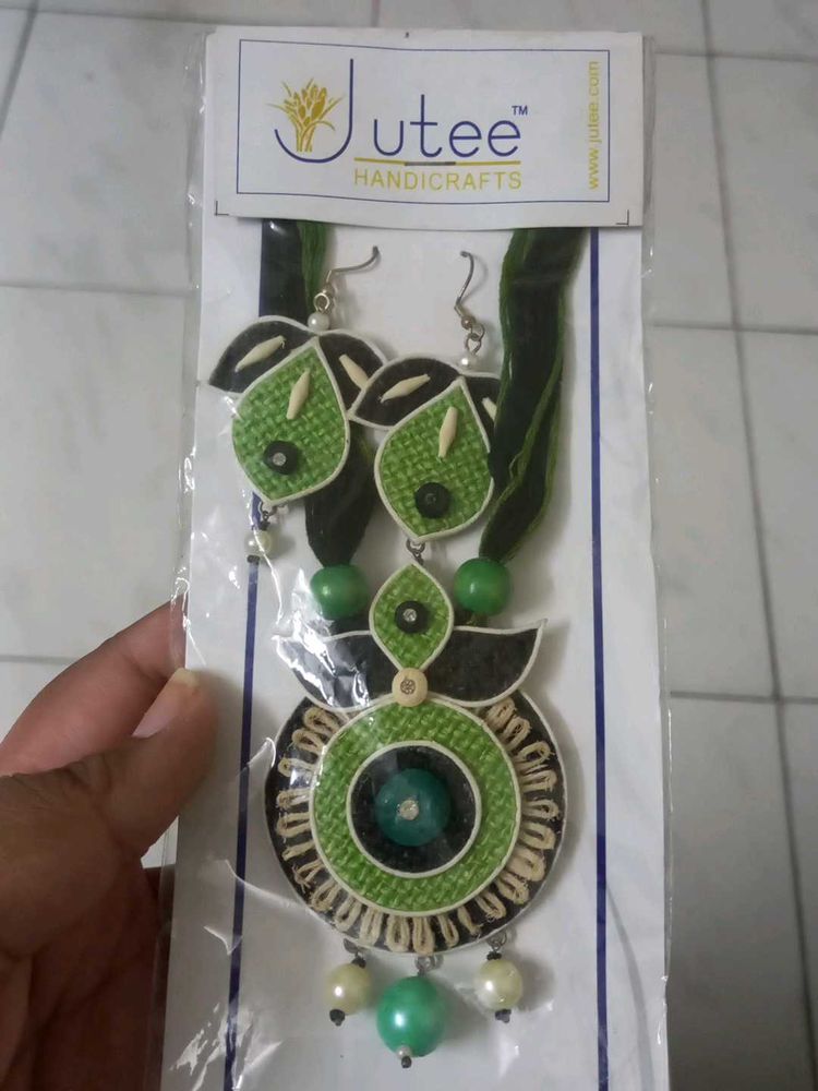 Jute Handicraft Necklace and Earrings Set