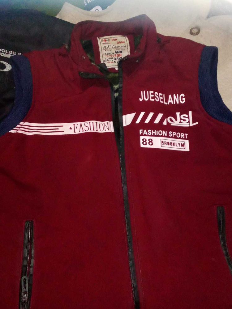 Stylish Maroon Sleeveless Jacket