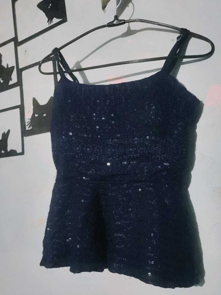 Sparkly Navy Peplum Tank