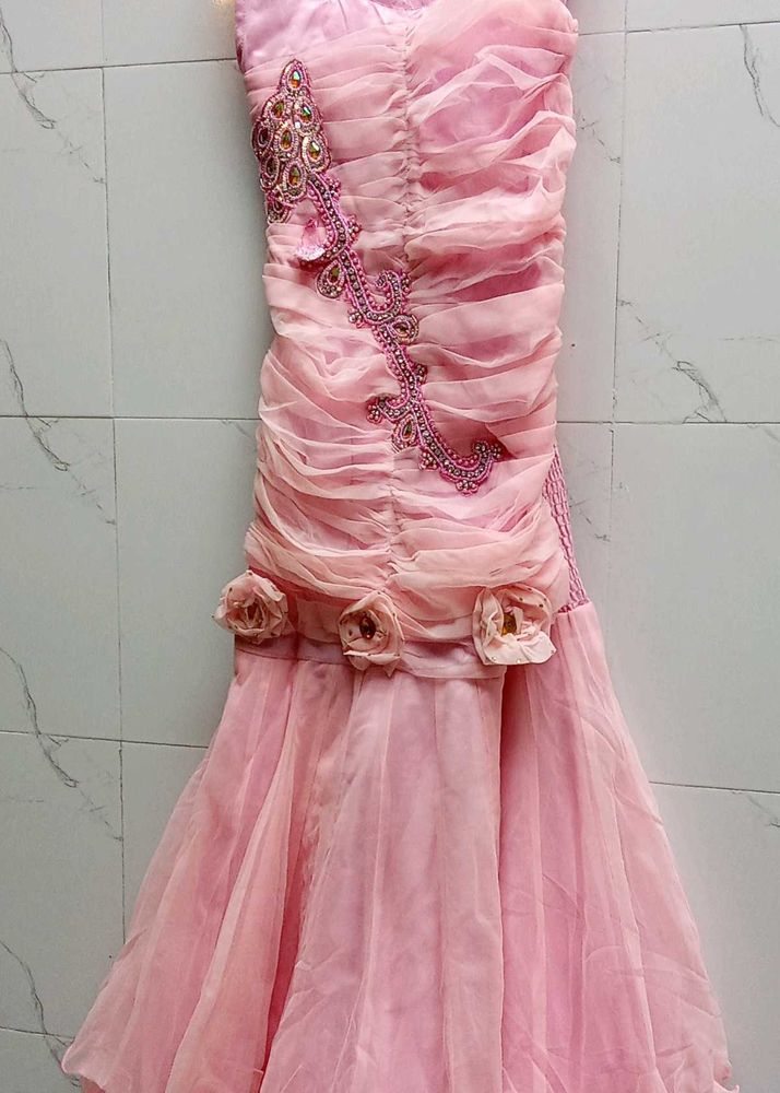 Elegant Pink Ethnic bodycon dress with flare