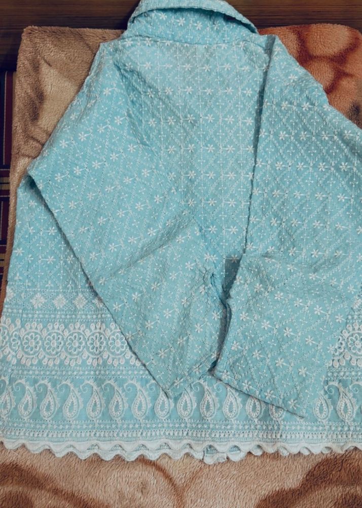 Blue Embroidered Top