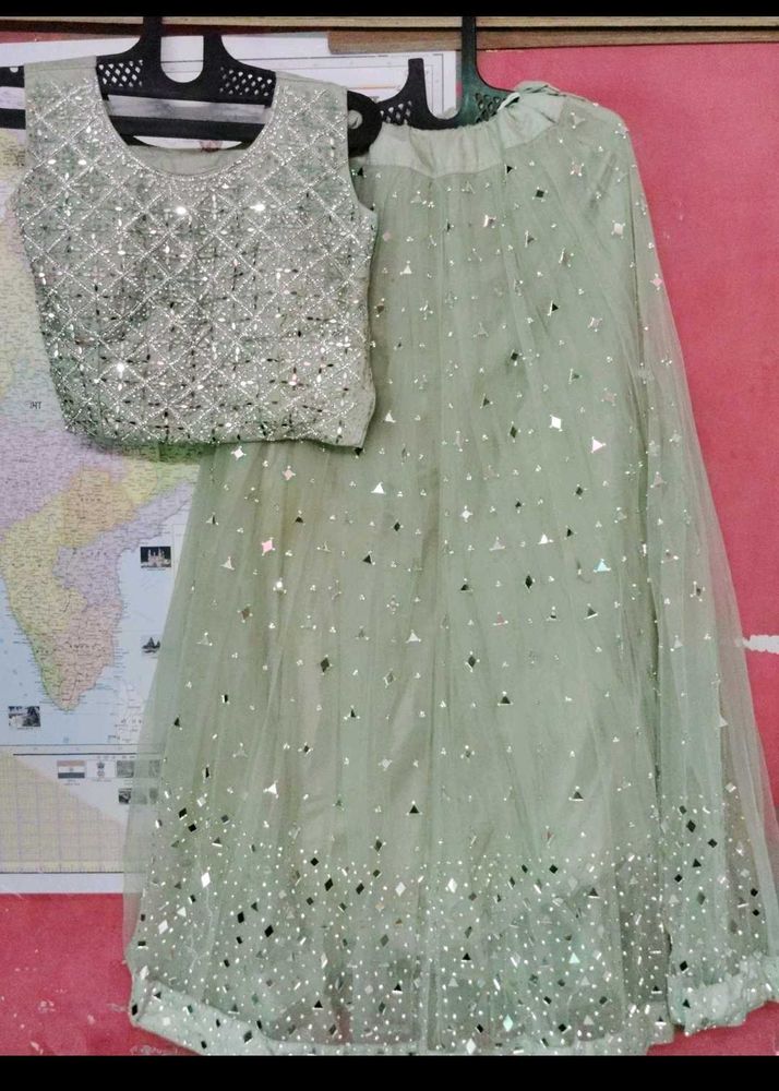 Fancy Olive 🫒 Green Lehenga Choli And Dupatta