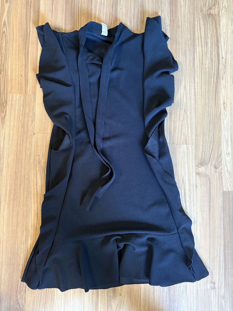 Ruffle Detail Black Dress