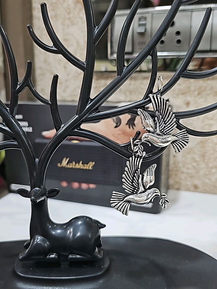 Oxidised Bird Earrings