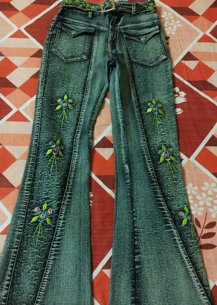 New Bell Bottom /Flared/ Bootcut Embroidery Denim Jeans