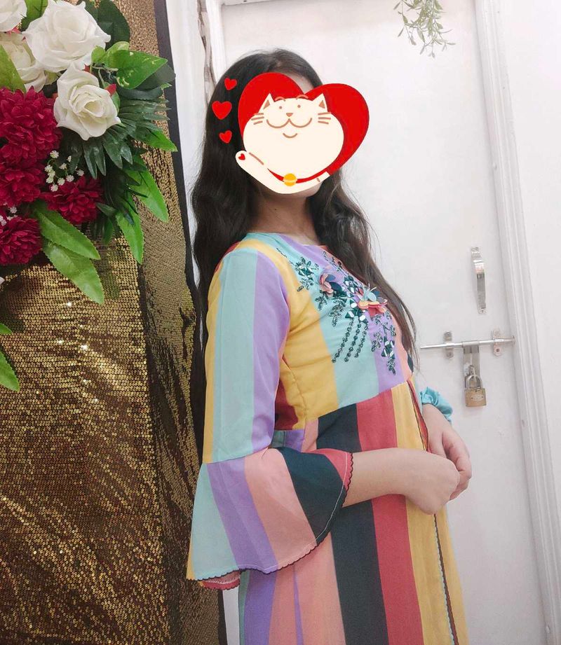 Beautiful Multicolour Kurti Plazo Set