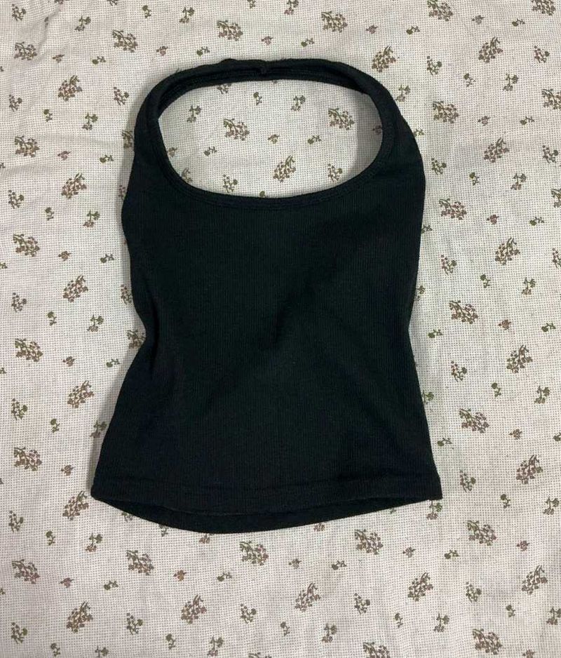 Black Halter Neck Tank Top