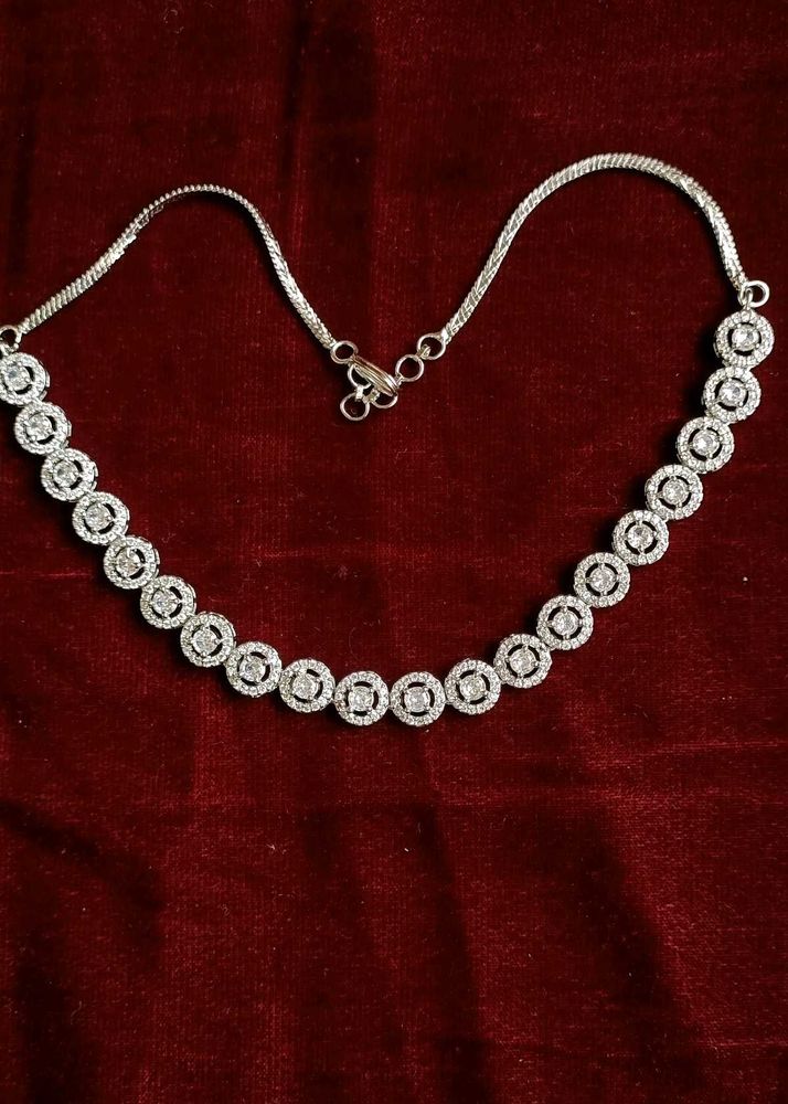 American Diamond Silver Necklace