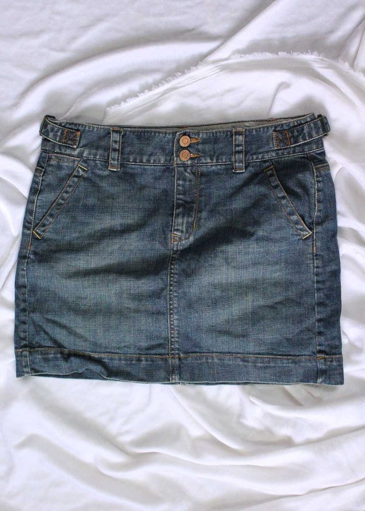 Vintage Dark Wash Denim Mini Skirt