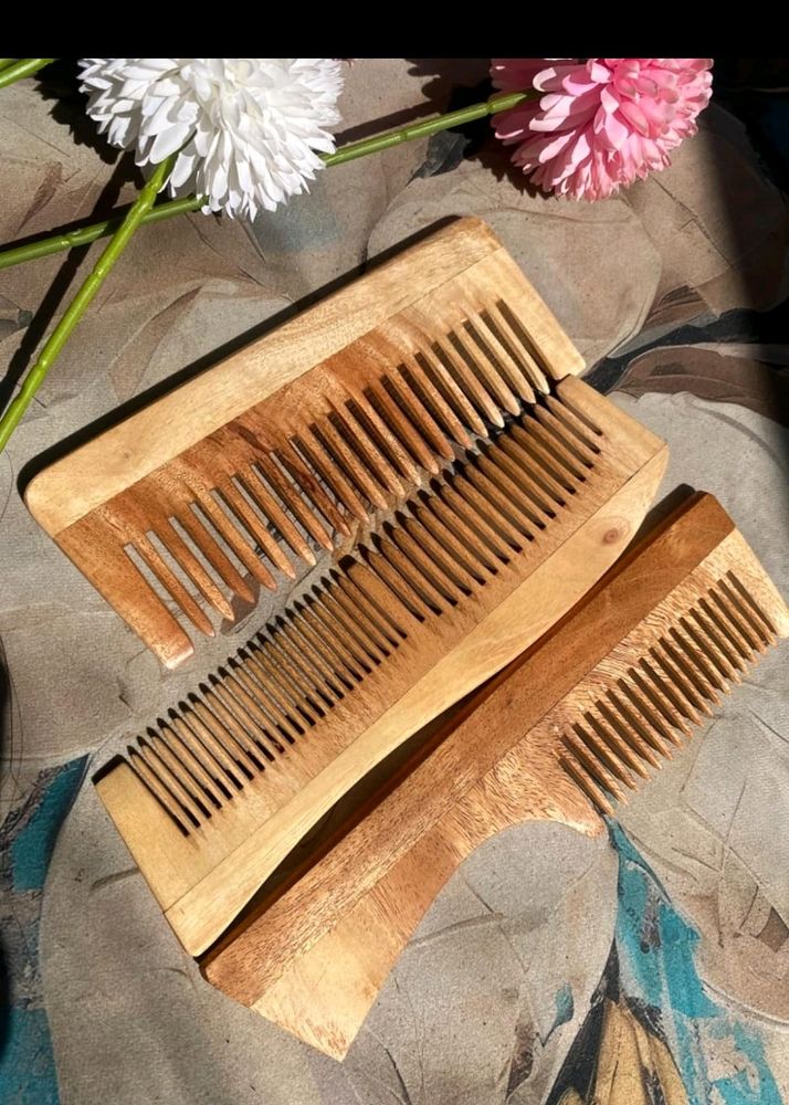Wooden Comb [New] Set Of 3 Piece