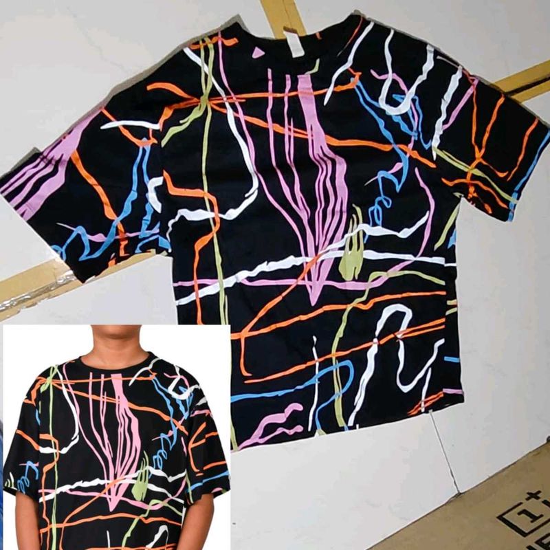 New Aesthetic printed Line Art T Shirt