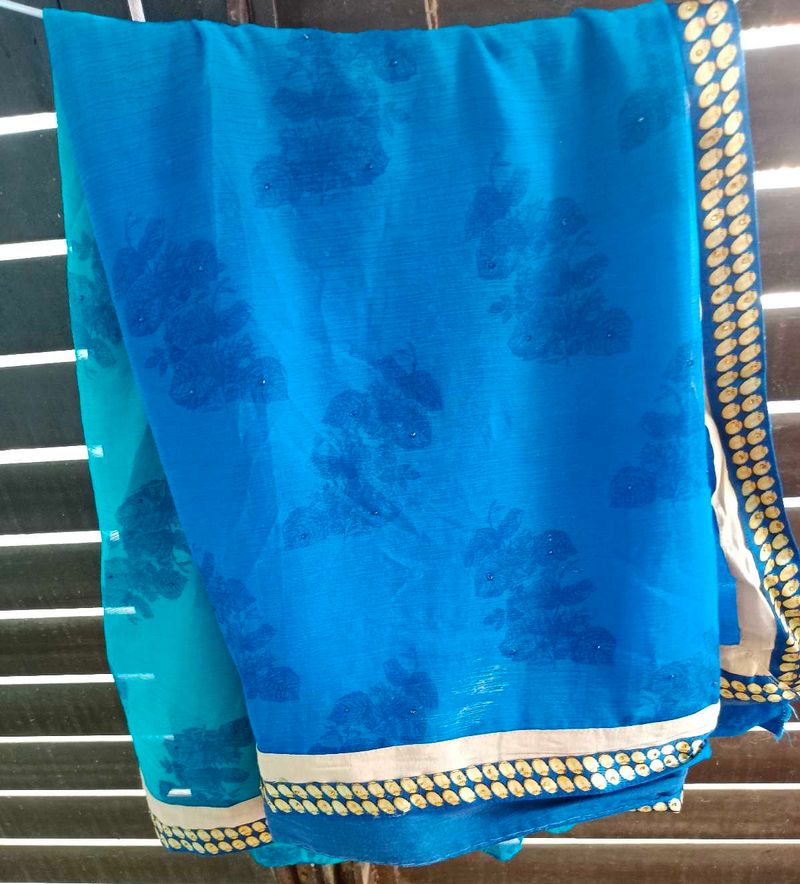 Blue Floral Saree Daily Wear