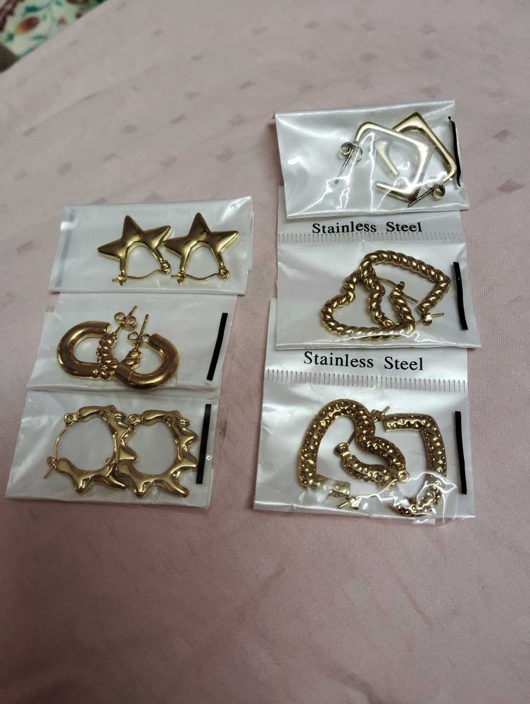 Set of new 6 stainless steel anti-tarnish Earrings