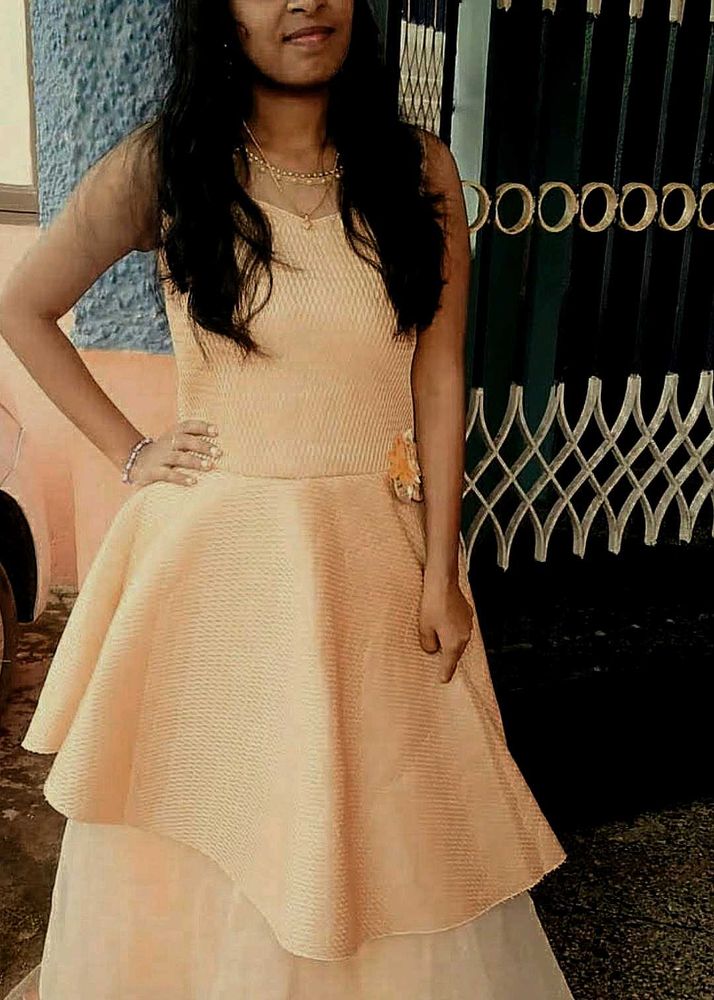 Nude Textured Fit &amp; Flare Party Dress
