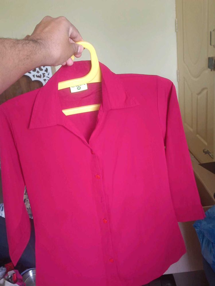 Red Button-Down Top