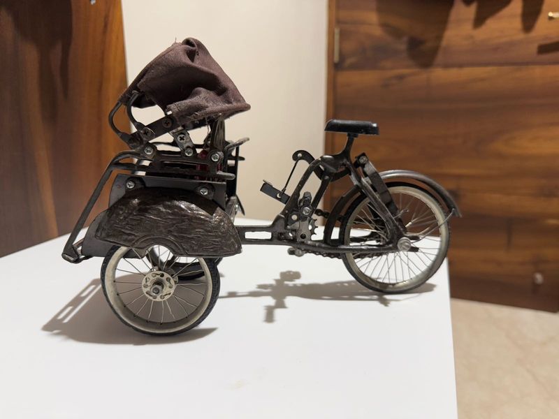 Vintage Metal Rickshaw Sculpture