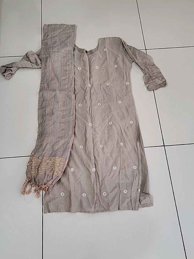 Brown Kurta Duppatta Without Pants
