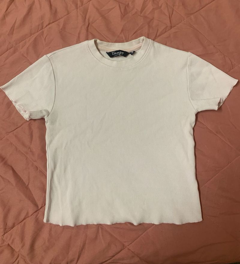 Ribbed Baby Pink T-Shirt