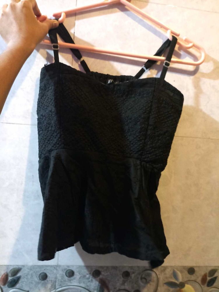 Black Peplum Tank Top