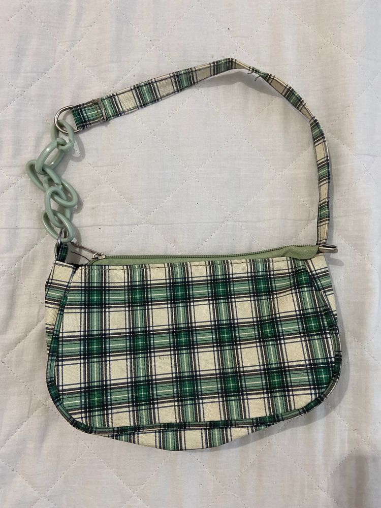 Green Checkered Shoulder Bag