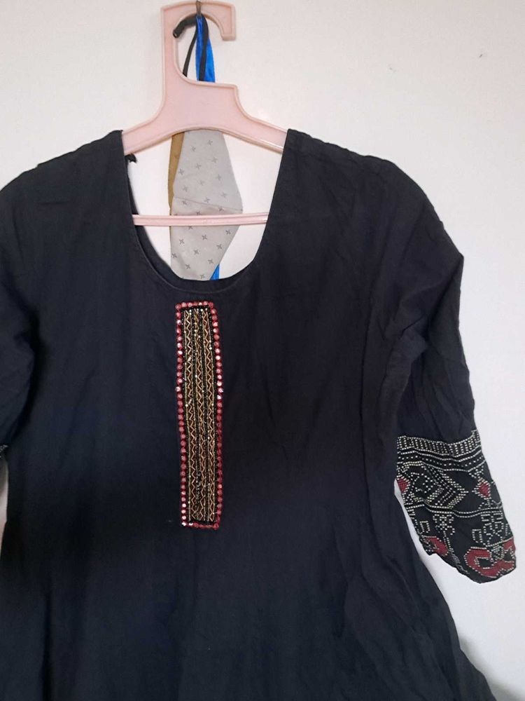 Black Kurti with Embellishments