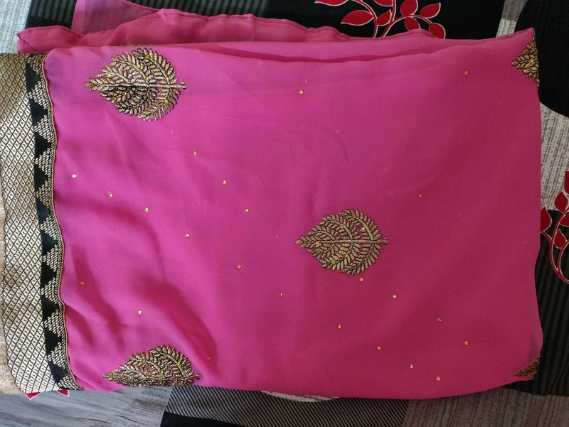 Pink Embroidered Saree