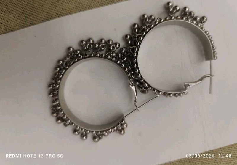 Boho Silver Hoop Earrings