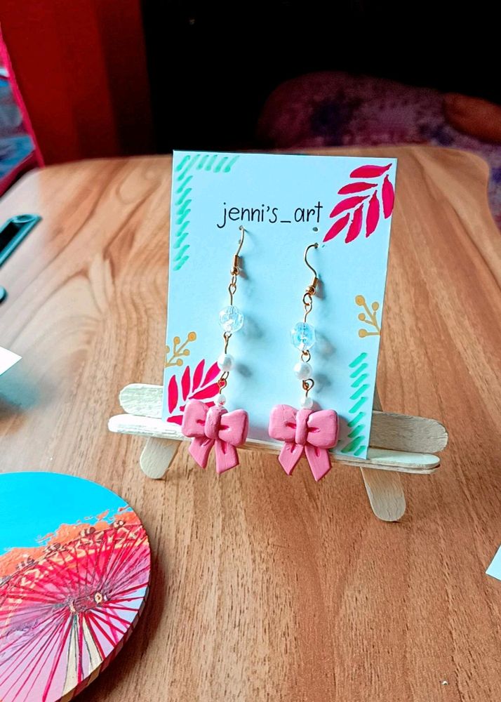 Pink Bow Earrings 🎀✨