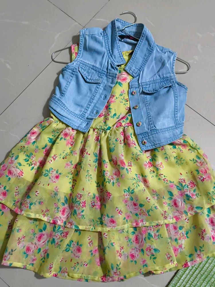 Floral Frock With Denim Jacket