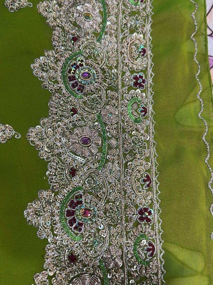 zardosi heavy work saree