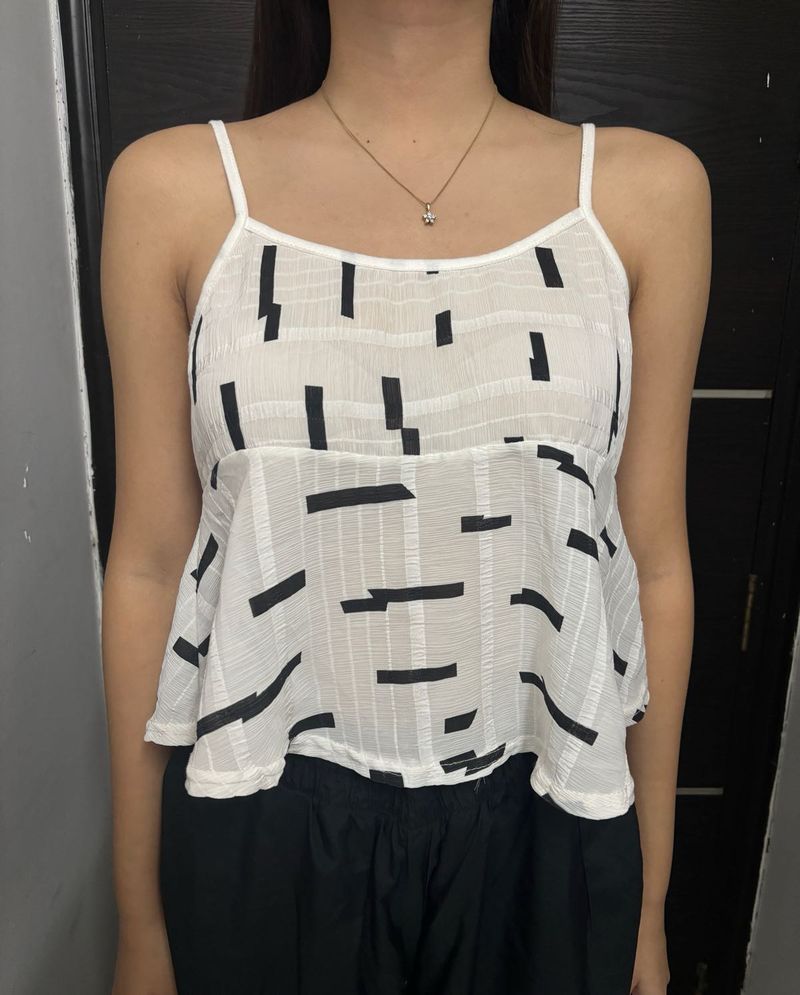 White &amp; Black Crop Top