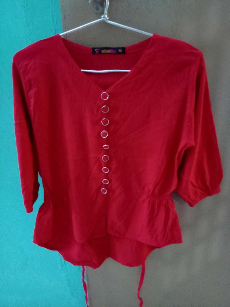 Red Button Down Crop Top