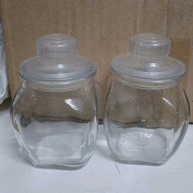 Vintage Glass Jars (Set of 2)