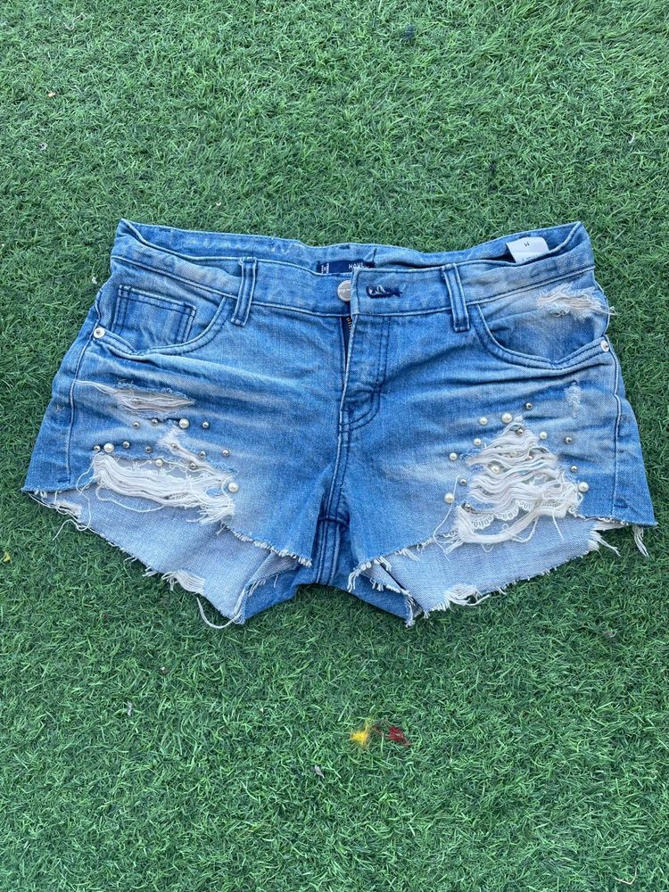 Distressed Denim Shorts