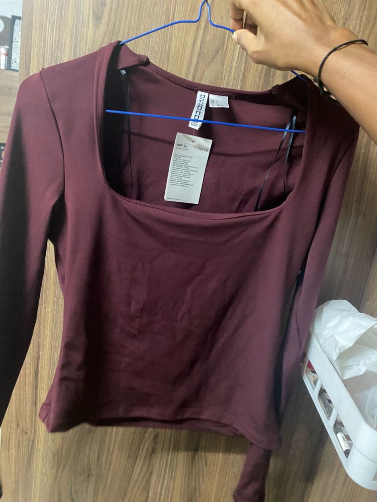 Burgundy Long Sleeve Top