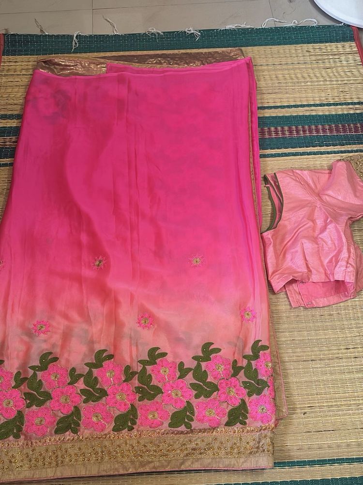 Pink Floral Embroidered Indian Lehenga Set