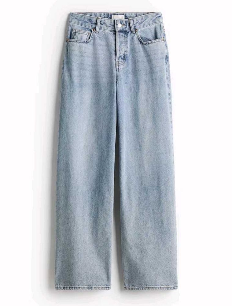 Wide leg light blue denim