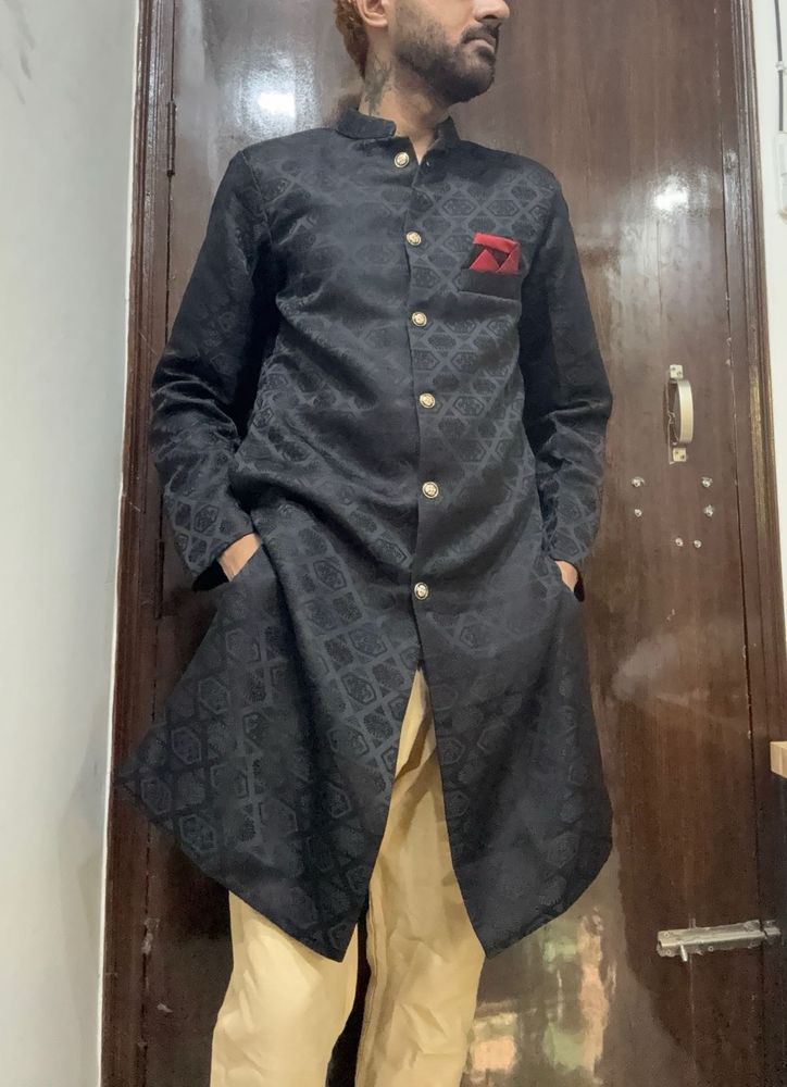 Black Sherwani With pajamas