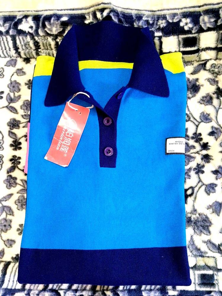 Korean Striped Polo T-Shirt💙