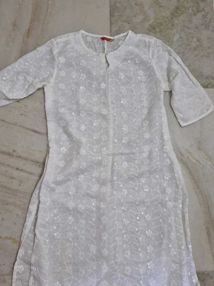 White Embroidered Kurti