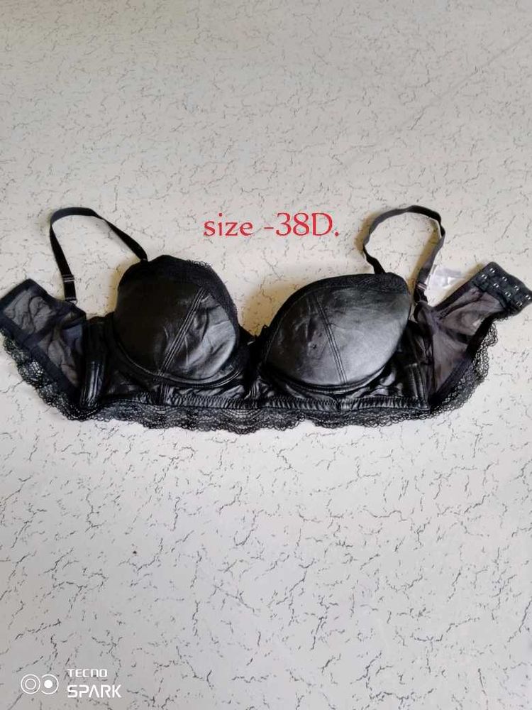 Leather Black Lace Bra