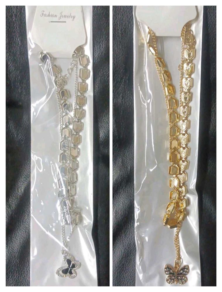 Combo Of Gold +Silver Chain Mala With Pendant 2p