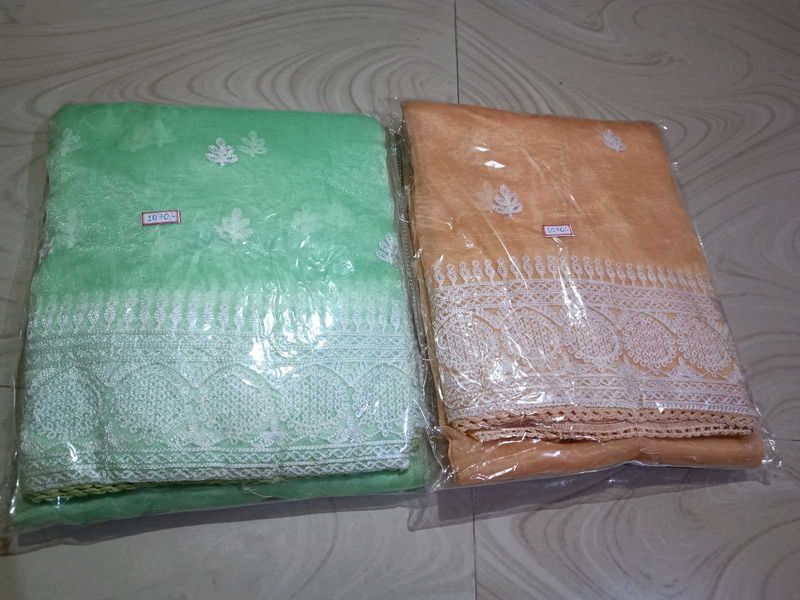Elegant Sarees - Green &amp; Peach
