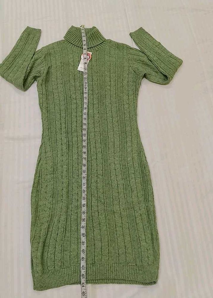 Green Knit Stretchy Sweater Dress Bust Till 42