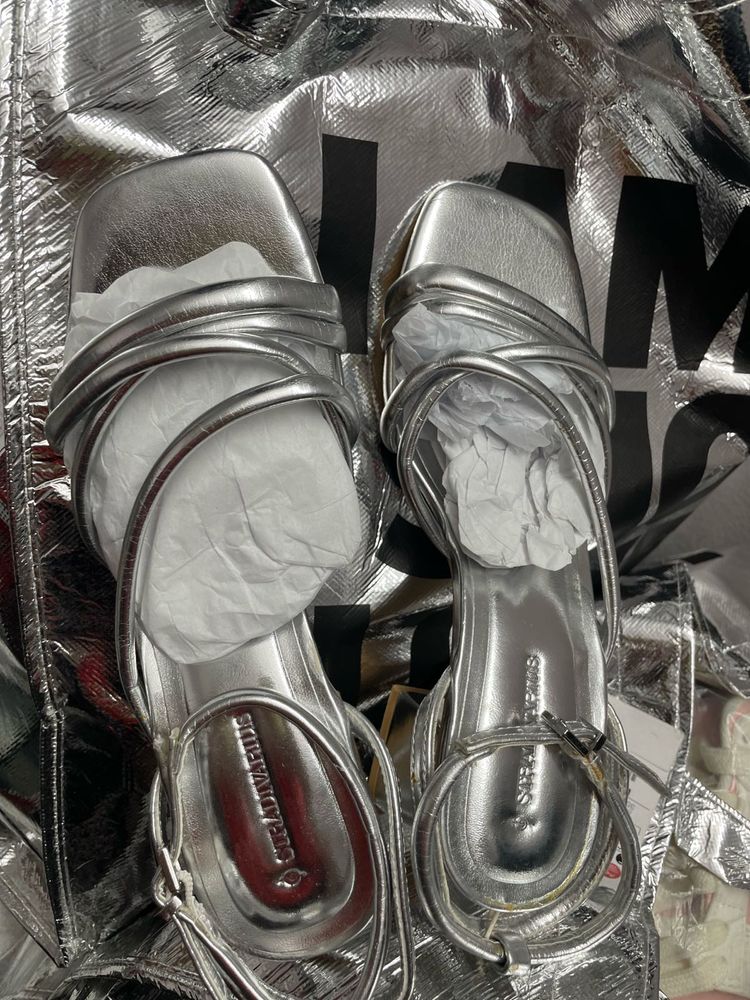 Silver Strappy Sandals