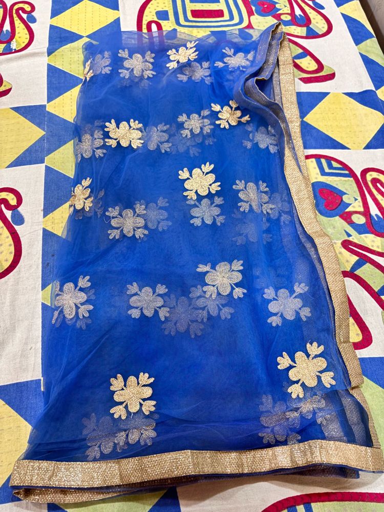 Blue Dupatta With Laggi