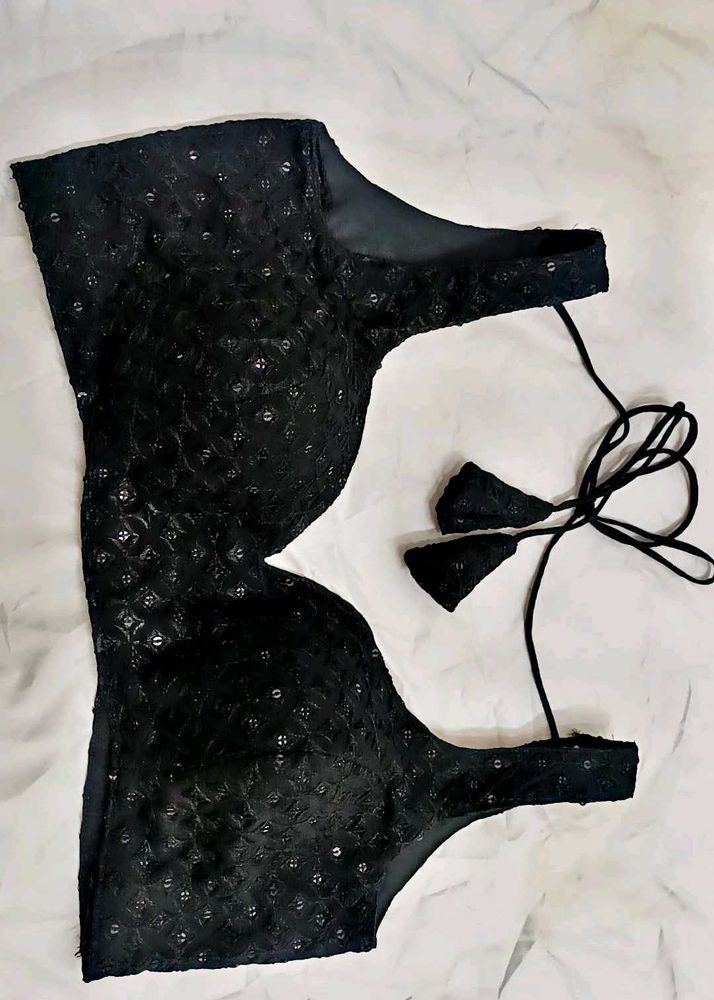 Black Sequin Sleevless  Blouse