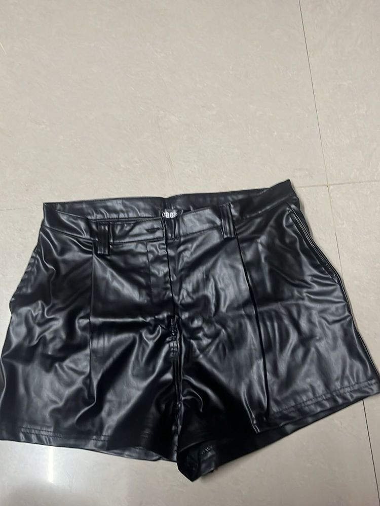 Black Faux Leather Shorts