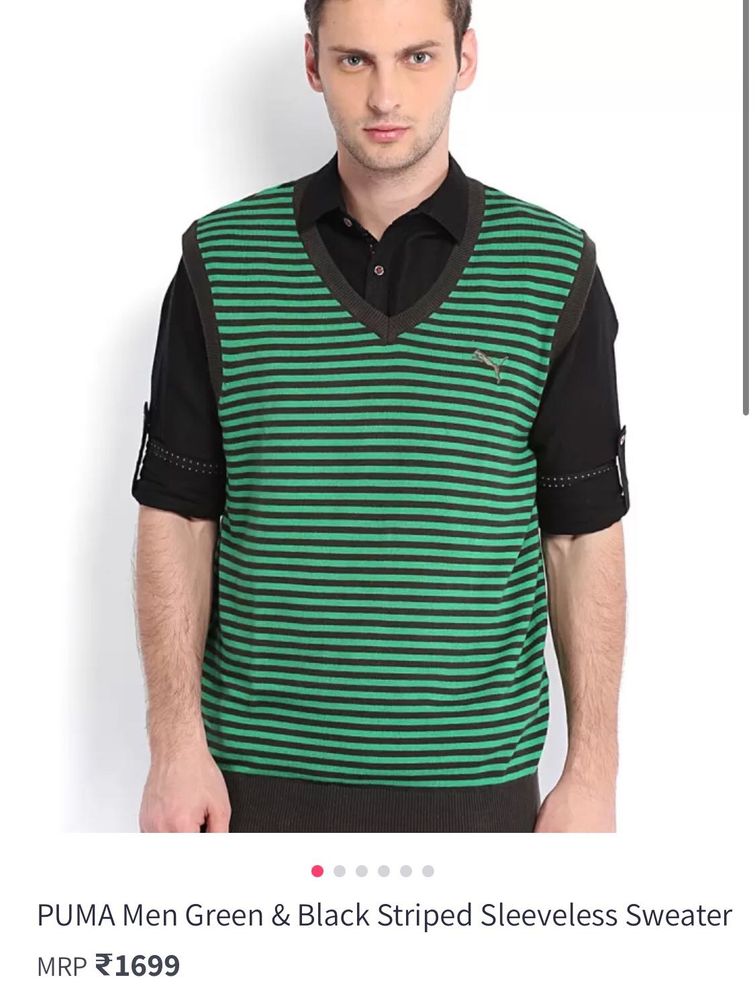 puma green and black stripped knitted sweater