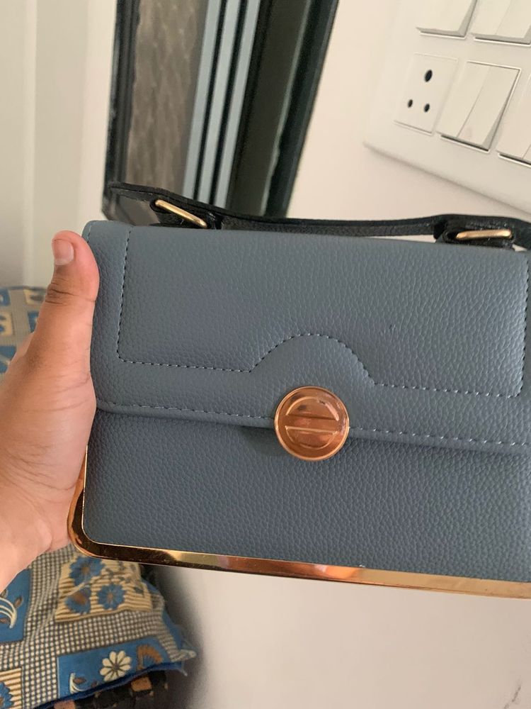 Blue &amp; Gold Accent Clutch For Womn